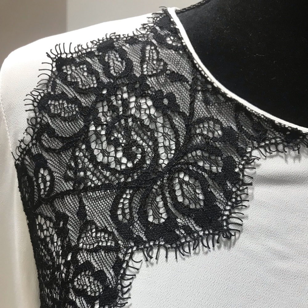 Zara Color Block  Lace Insert Blouse